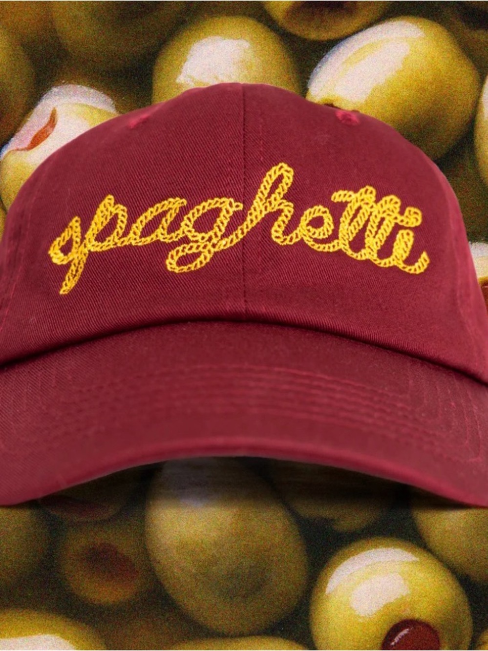Mister Parmesan Spaghetti Dad Hat in Burgundy